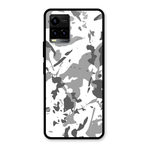 Grey Camouflage Army Glass Back Case for Vivo Y33s