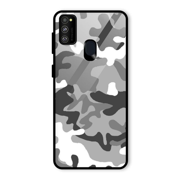 Grey Military Glass Back Case for Galaxy M21