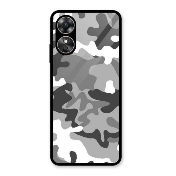 Grey Military Glass Back Case for Oppo A17