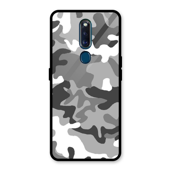 Grey Military Glass Back Case for Oppo F11 Pro