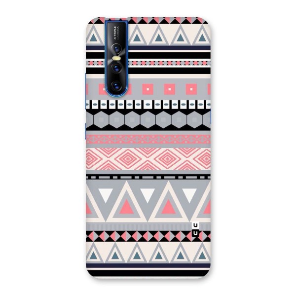 Grey Pink Pattern Back Case for Vivo V15 Pro