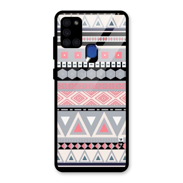 Grey Pink Pattern Glass Back Case for Galaxy A21s