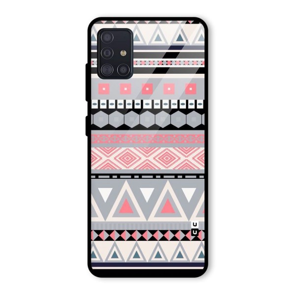 Grey Pink Pattern Glass Back Case for Galaxy A51