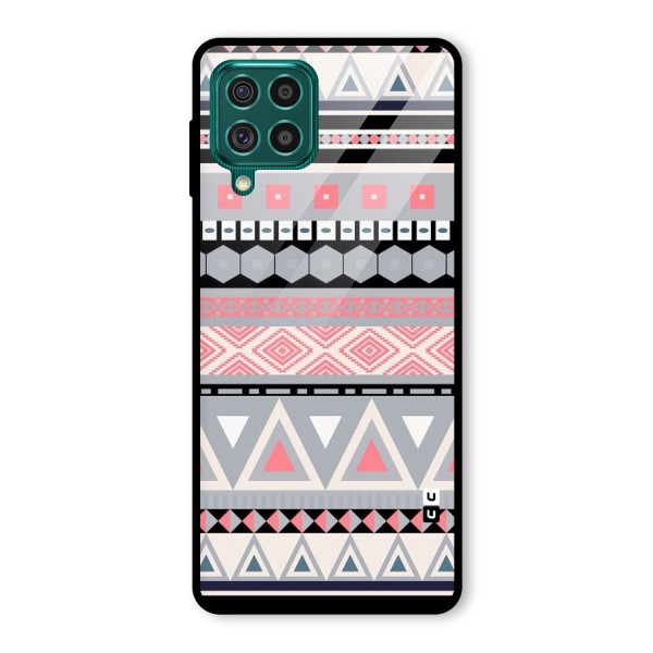 Grey Pink Pattern Glass Back Case for Galaxy F62