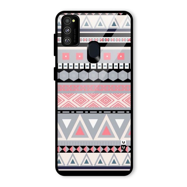 Grey Pink Pattern Glass Back Case for Galaxy M21