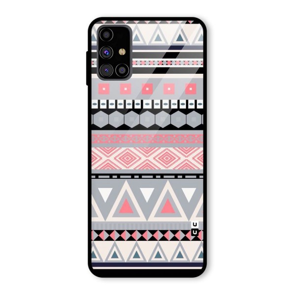 Grey Pink Pattern Glass Back Case for Galaxy M31s