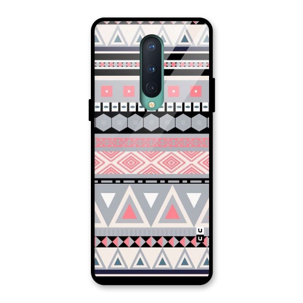 Grey Pink Pattern Glass Back Case for OnePlus 8