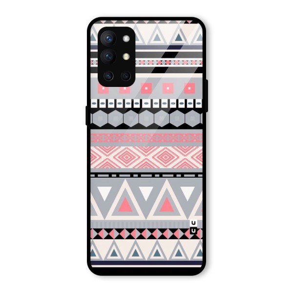 Grey Pink Pattern Glass Back Case for OnePlus 9R