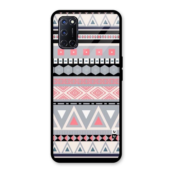 Grey Pink Pattern Glass Back Case for Oppo A52