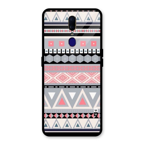 Grey Pink Pattern Glass Back Case for Oppo F11