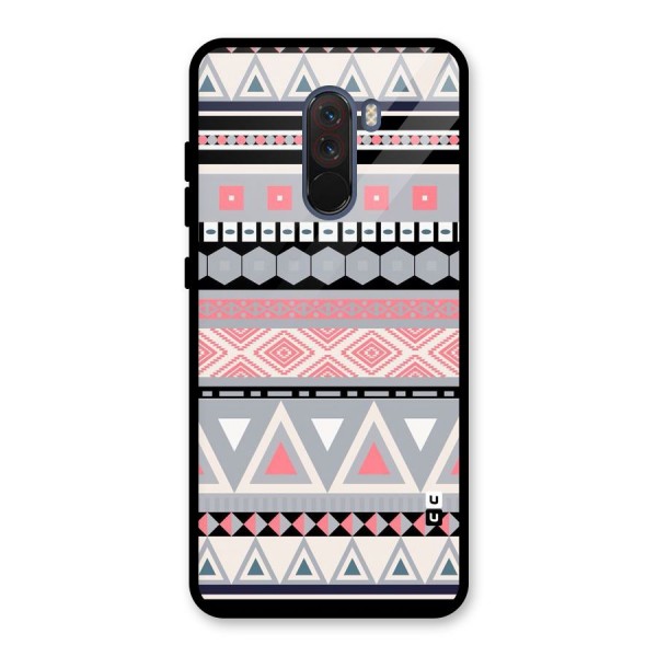 Grey Pink Pattern Glass Back Case for Poco F1