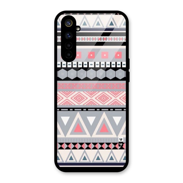 Grey Pink Pattern Glass Back Case for Realme 6