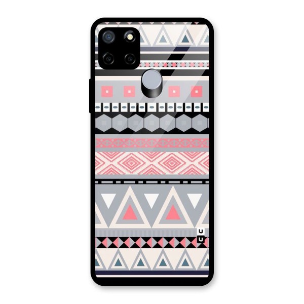 Grey Pink Pattern Glass Back Case for Realme C12