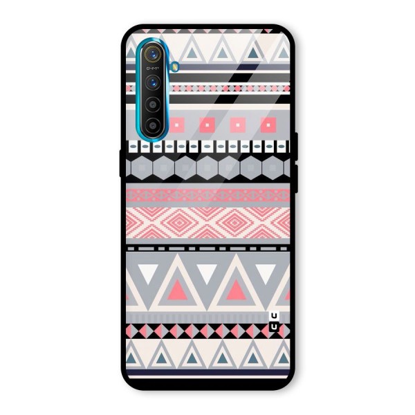 Grey Pink Pattern Glass Back Case for Realme XT