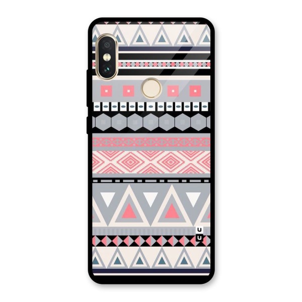 Grey Pink Pattern Glass Back Case for Redmi Note 5 Pro
