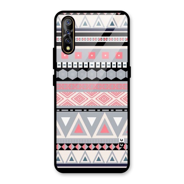 Grey Pink Pattern Glass Back Case for Vivo S1