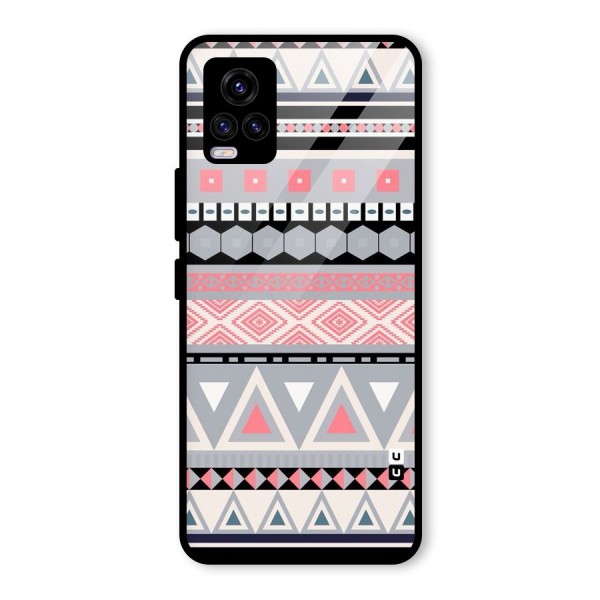 Grey Pink Pattern Glass Back Case for Vivo V20