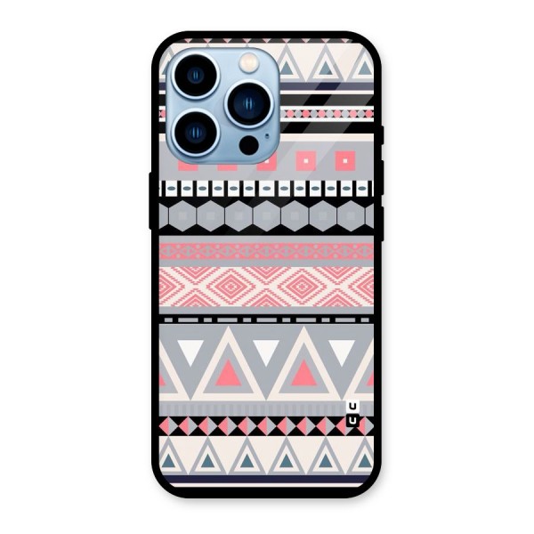 Grey Pink Pattern Glass Back Case for iPhone 13 Pro