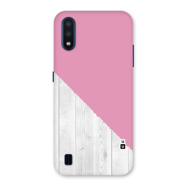 Grey Pink Wooden Design Back Case for Galaxy M01