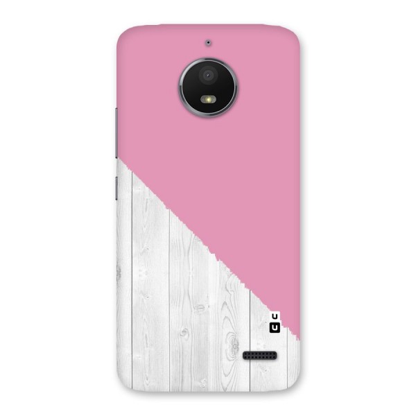 Grey Pink Wooden Design Back Case for Moto E4