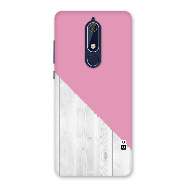 Grey Pink Wooden Design Back Case for Nokia 5.1