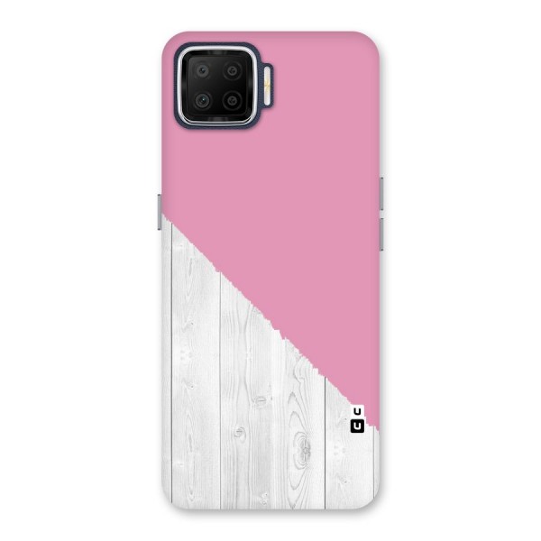 Grey Pink Wooden Design Back Case for Oppo F17