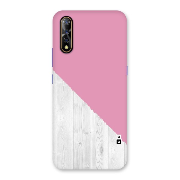 Grey Pink Wooden Design Back Case for Vivo S1