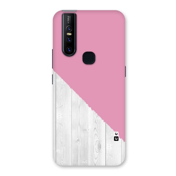 Grey Pink Wooden Design Back Case for Vivo V15