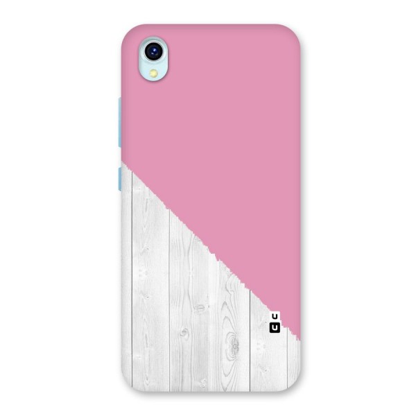 Grey Pink Wooden Design Back Case for Vivo Y1s