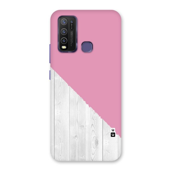 Grey Pink Wooden Design Back Case for Vivo Y30