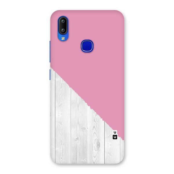 Grey Pink Wooden Design Back Case for Vivo Y91