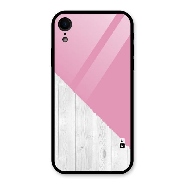 Grey Pink Wooden Design Glass Back Case for XR