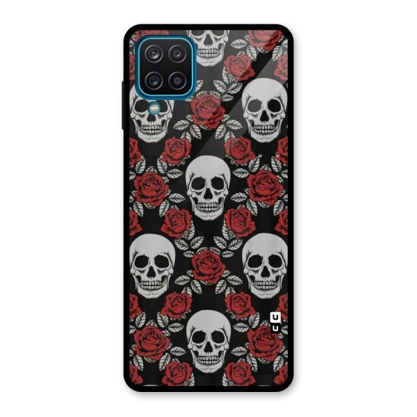 Grey Skulls Glass Back Case for Galaxy A12