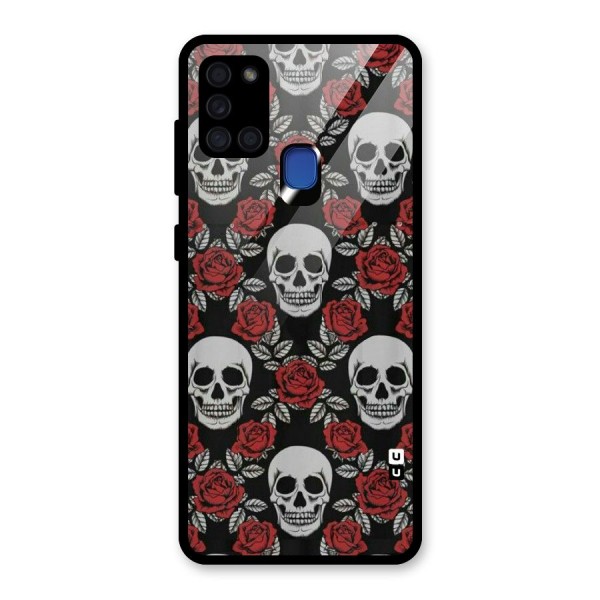 Grey Skulls Glass Back Case for Galaxy A21s