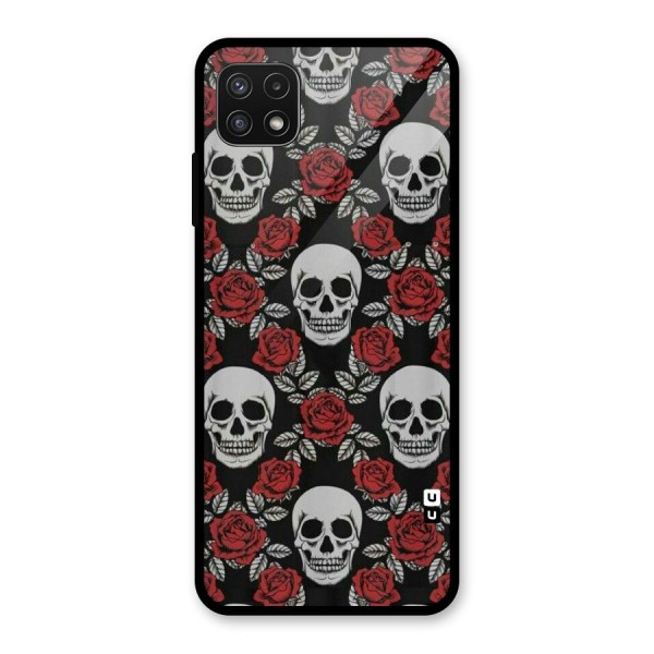 Grey Skulls Glass Back Case for Galaxy A22 5G