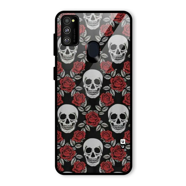 Grey Skulls Glass Back Case for Galaxy M21