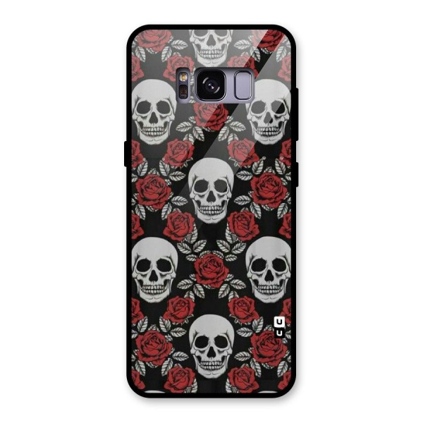 Grey Skulls Glass Back Case for Galaxy S8