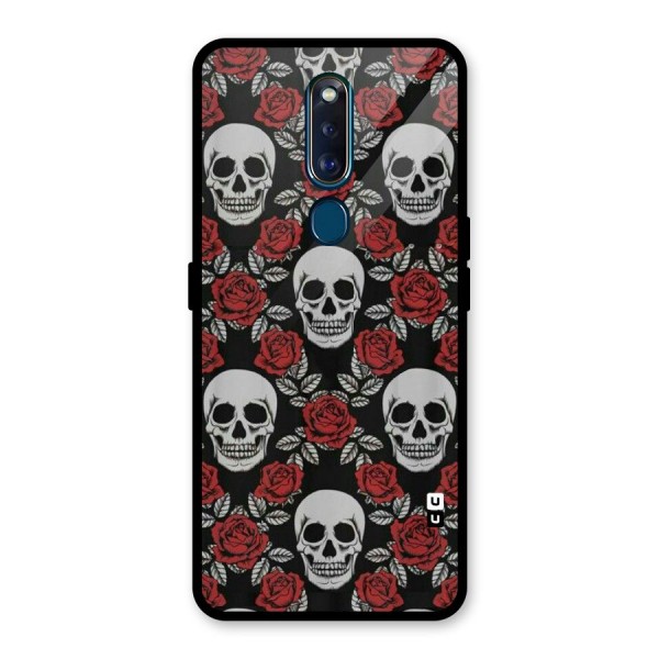 Grey Skulls Glass Back Case for Oppo F11 Pro