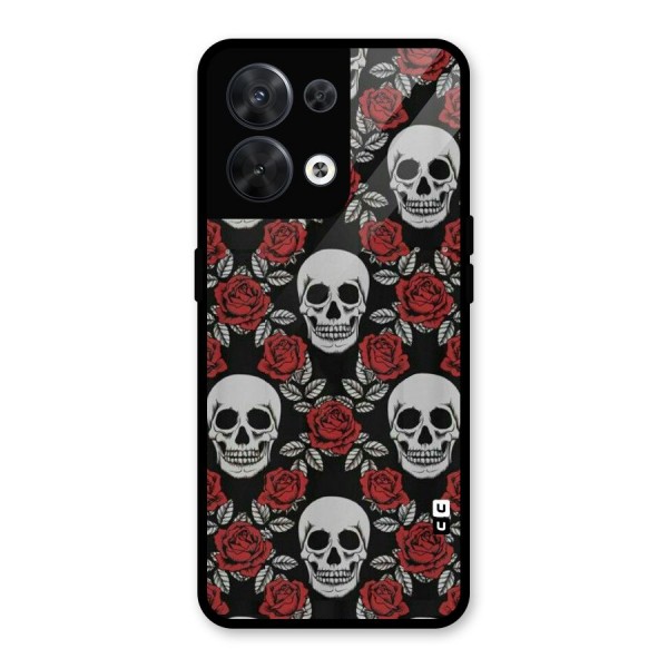 Grey Skulls Glass Back Case for Oppo Reno8 5G