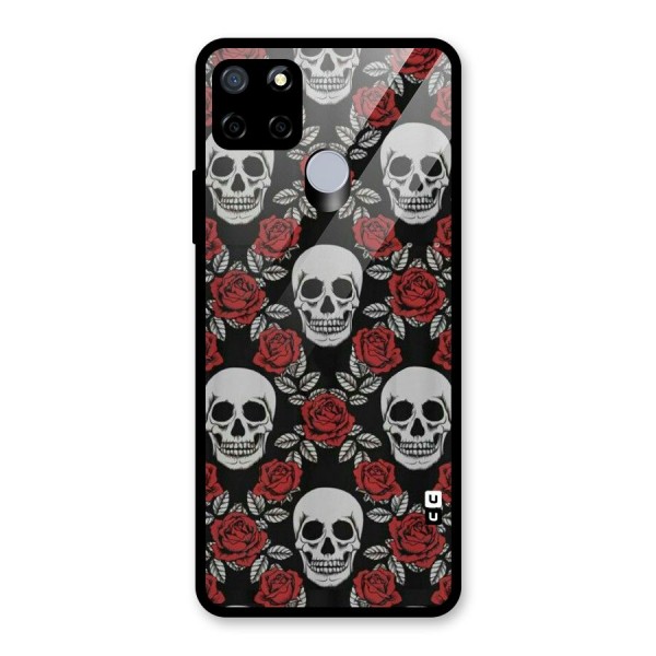 Grey Skulls Glass Back Case for Realme C15