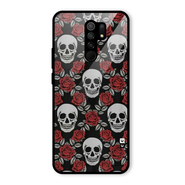 Grey Skulls Glass Back Case for Redmi 9 Prime