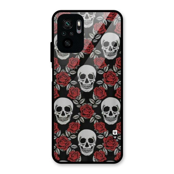 Grey Skulls Glass Back Case for Redmi Note 10