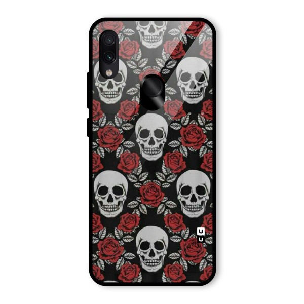 Grey Skulls Glass Back Case for Redmi Note 7