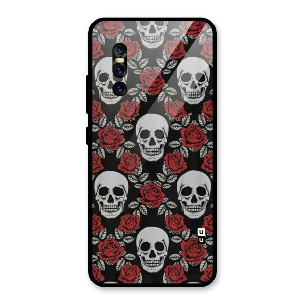 Grey Skulls Glass Back Case for Vivo V15 Pro