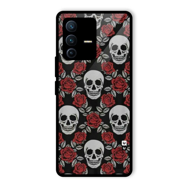 Grey Skulls Glass Back Case for Vivo V23 Pro