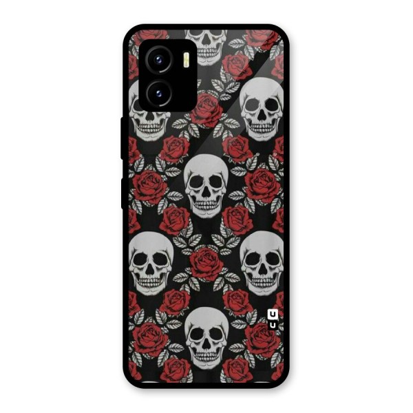 Grey Skulls Glass Back Case for Vivo Y15s