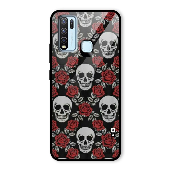 Grey Skulls Glass Back Case for Vivo Y30