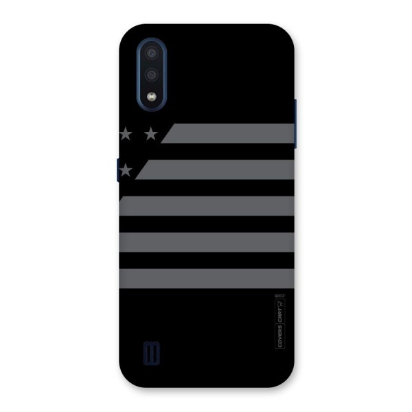 Grey Star Striped Pattern Back Case for Galaxy M01