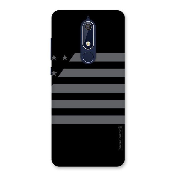 Grey Star Striped Pattern Back Case for Nokia 5.1