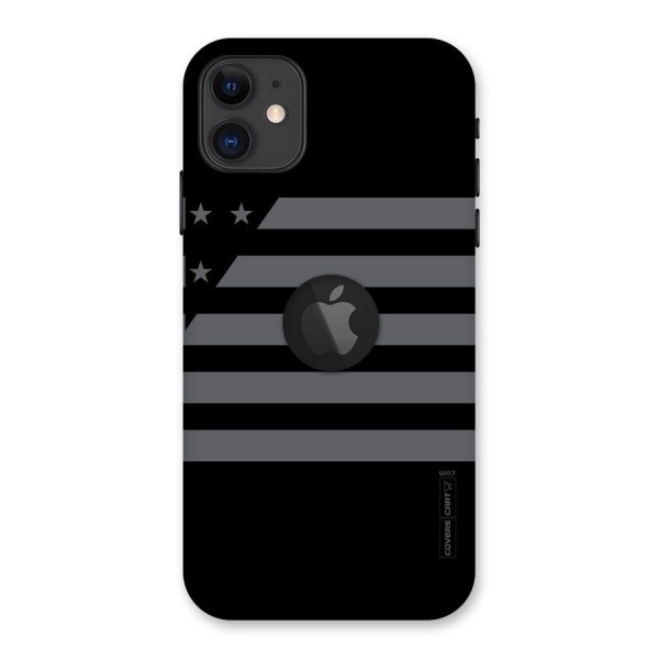 Grey Star Striped Pattern Back Case for iPhone 11 Logo Cut